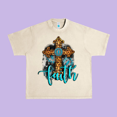 Faith Western Turquoise Urban Heavy Tee Designed By Adodesignshop