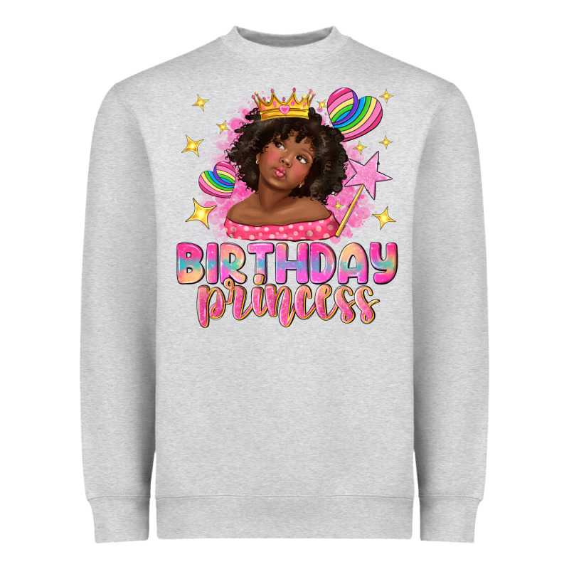 Birthday Princess With Afro Girl Heavyweight Sweatshirt by NancyCooperArtShop | Teevron