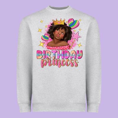 Birthday Princess With Afro Girl Heavyweight Sweatshirt Designed By Nancycooperartshop
