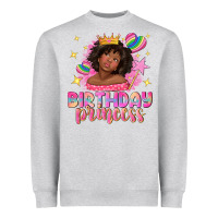 Heather Grey birthday princess with afro girl Heavyweight Sweatshirt - NancyCooperArtShop