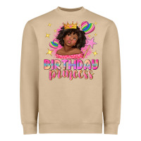 Mushroom birthday princess with afro girl Heavyweight Sweatshirt - NancyCooperArtShop