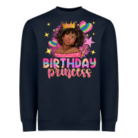 Navy birthday princess with afro girl Heavyweight Sweatshirt - NancyCooperArtShop