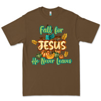 Cacao Fall for Jesus He Never Leaves Premium Tee - texasbilliewilder