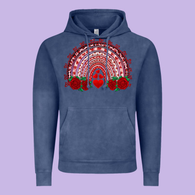 Valentines Day Rainbow With Roses Vintage Hoodie Designed By Ranaportraitstore