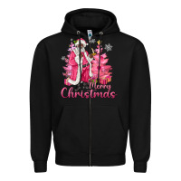 Black Pink Merry Christmas Black Santa Zipper Hoodie - MaliasSmallBusiness