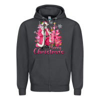Smoke Pink Merry Christmas Black Santa Zipper Hoodie - MaliasSmallBusiness