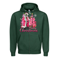 Sports Green Pink Merry Christmas Black Santa Zipper Hoodie - MaliasSmallBusiness