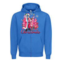 True Royal Pink Merry Christmas Black Santa Zipper Hoodie - MaliasSmallBusiness