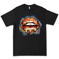 Black american football lips Premium Tee - Zillion Design Studio