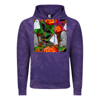 Cloud Purple halloween ghost and headstone seamless pattern Vintage Hoodie - BundleAndBundleShop