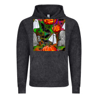Vintage Black halloween ghost and headstone seamless pattern Vintage Hoodie - BundleAndBundleShop