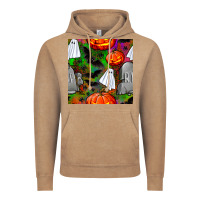 Vintage Coffee halloween ghost and headstone seamless pattern Vintage Hoodie - BundleAndBundleShop