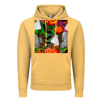 Vintage Mustard halloween ghost and headstone seamless pattern Vintage Hoodie - BundleAndBundleShop