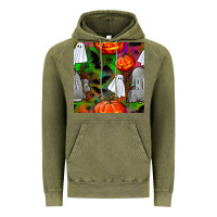 Vintage Olive halloween ghost and headstone seamless pattern Vintage Hoodie - BundleAndBundleShop