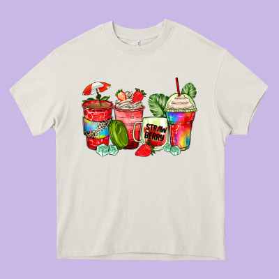 Strawberry Coffee Cups Heavy Core Tee Designed By Zillion Design Studio