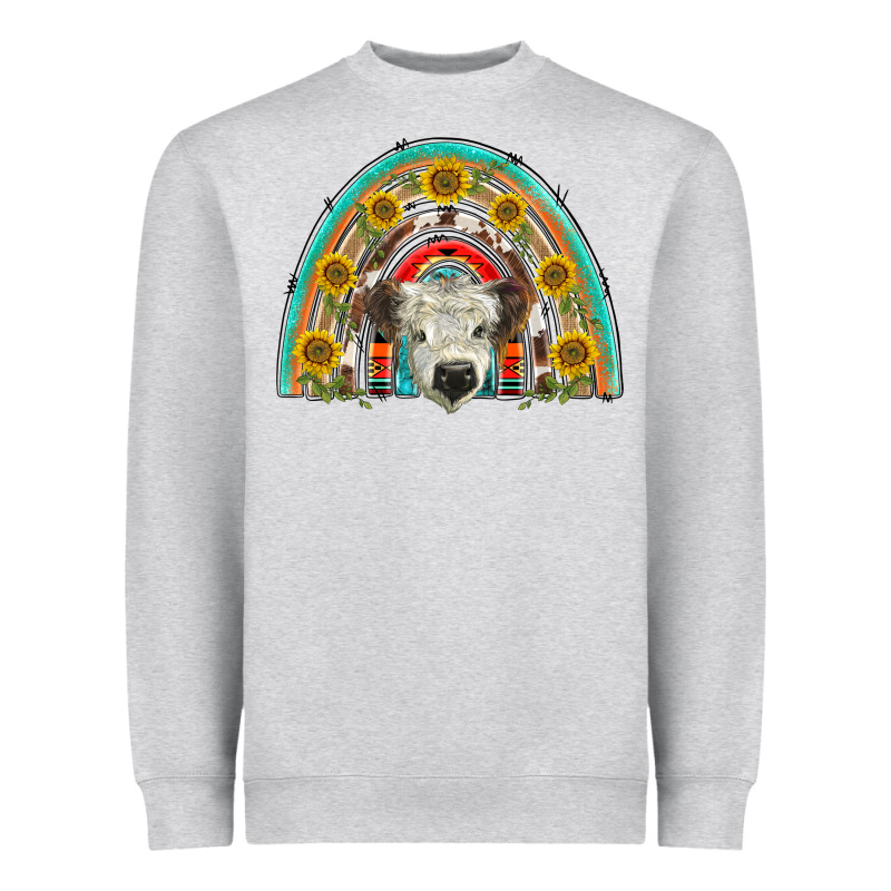 Scottish White Calf  Rainbow Heavyweight Sweatshirt by BarkalooDesign | Teevron