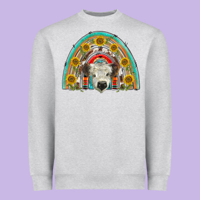 Scottish White Calf  Rainbow Heavyweight Sweatshirt Designed By Barkaloodesign