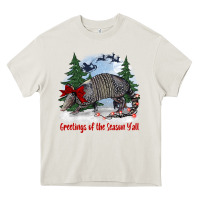 Cream greetings of the season y'all with armadillo Heavy Core Tee - BarkalooDesign