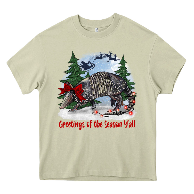 Greetings Of The Season Y'all With Armadillo Heavy Core Tee by BarkalooDesign | Teevron
