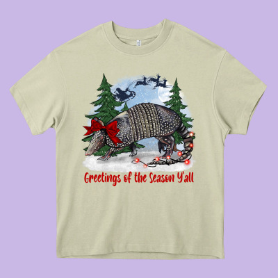 Greetings Of The Season Y'all With Armadillo Heavy Core Tee Designed By Barkaloodesign