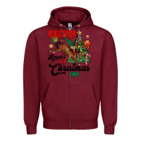 Burgundy rockin around the christmas tree Zipper Hoodie - MaliasSmallBusiness