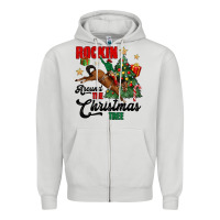 Dove Grey rockin around the christmas tree Zipper Hoodie - MaliasSmallBusiness