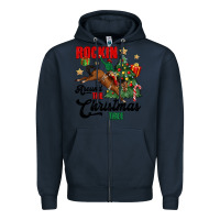 Navy rockin around the christmas tree Zipper Hoodie - MaliasSmallBusiness