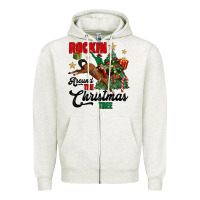 Oatmeal Heather rockin around the christmas tree Zipper Hoodie - MaliasSmallBusiness