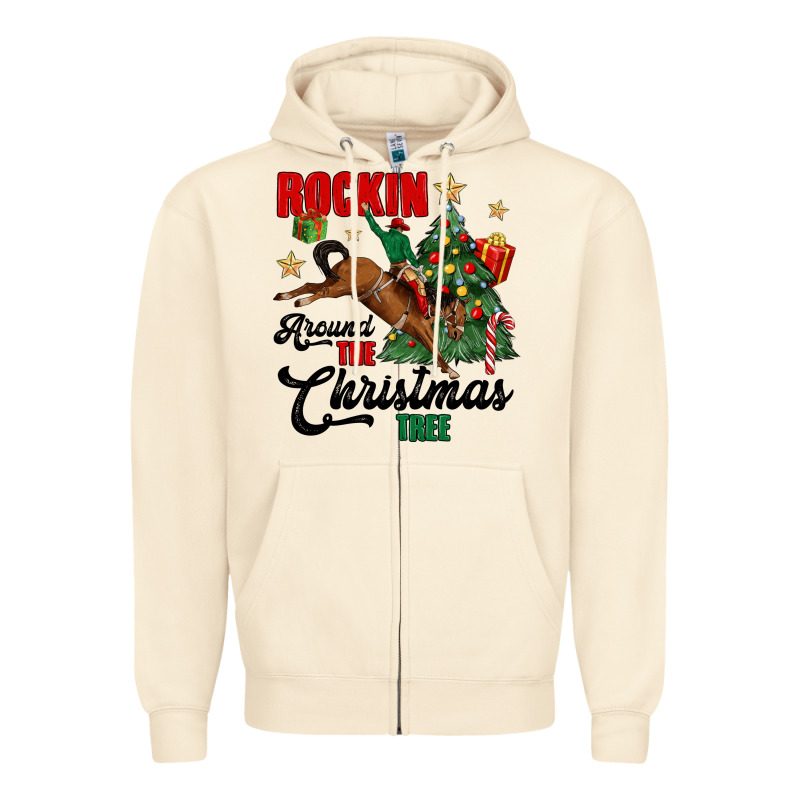 Rockin Around The Christmas Tree Zipper Hoodie by MaliasSmallBusiness | Teevron
