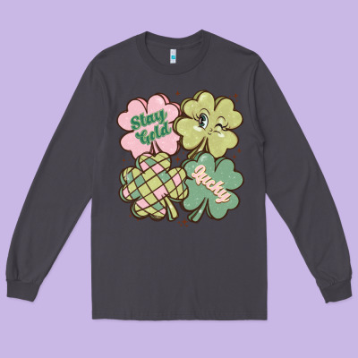 St Patricks Day Clover Long Sleeve Tee Designed By Maliassmallbusiness