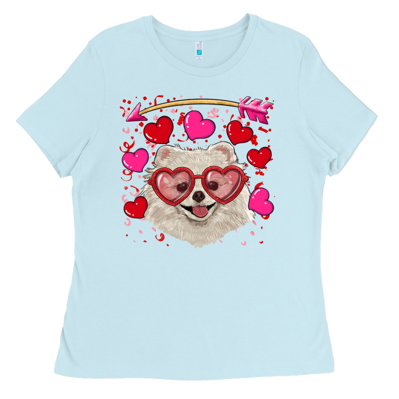 Valentine's Day White Pomeranian Ladies Tee by RanaPortraitStore | Teevron