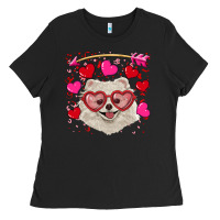 Black valentine's day white pomeranian Ladies Tee - RanaPortraitStore