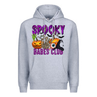 Heather Grey Spooky babes club Premium Hoodie - texasbilliewilder