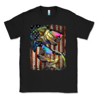 Black American Flag With Bass Fish Classic Tee - LillyAllenDesigns