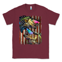 Burgundy American Flag With Bass Fish Classic Tee - LillyAllenDesigns
