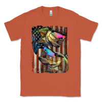 Copper American Flag With Bass Fish Classic Tee - LillyAllenDesigns