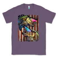 Lavender American Flag With Bass Fish Classic Tee - LillyAllenDesigns