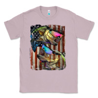 Lilac American Flag With Bass Fish Classic Tee - LillyAllenDesigns