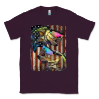 Plum American Flag With Bass Fish Classic Tee - LillyAllenDesigns