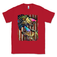 Red American Flag With Bass Fish Classic Tee - LillyAllenDesigns