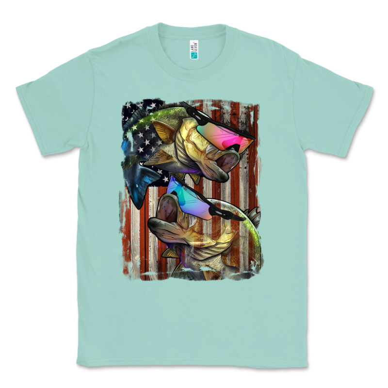 American Flag With Bass Fish Classic Tee by LillyAllenDesigns | Teevron