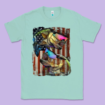 American Flag With Bass Fish Classic Tee Designed By Lillyallendesigns