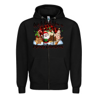 Black We whisk you a Merry Christmas Zipper Hoodie - NancyCooperArtShop