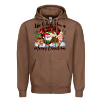 Chestnut We whisk you a Merry Christmas Zipper Hoodie - NancyCooperArtShop