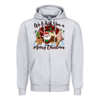 Heather Grey We whisk you a Merry Christmas Zipper Hoodie - NancyCooperArtShop