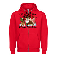 Red We whisk you a Merry Christmas Zipper Hoodie - NancyCooperArtShop