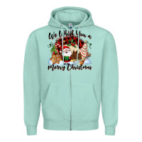 Seafoam We whisk you a Merry Christmas Zipper Hoodie - NancyCooperArtShop