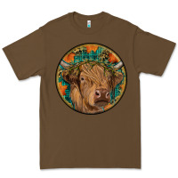 Cacao fall highland cow round Premium Tee - RanaPortraitStore