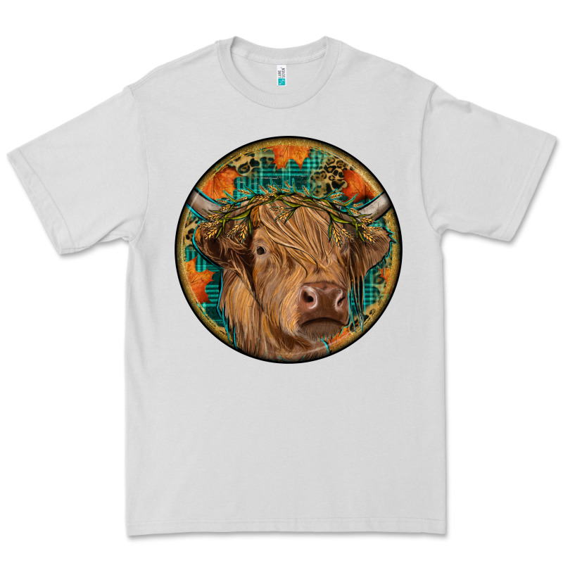 Fall Highland Cow Round Premium Tee by RanaPortraitStore | Teevron