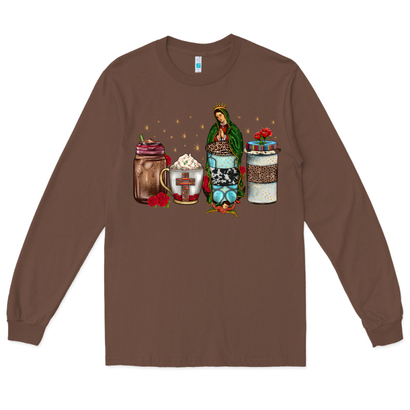 Our Lady Of Guadalupe Coffee Long Sleeve Tee by JahusDesignShop | Teevron